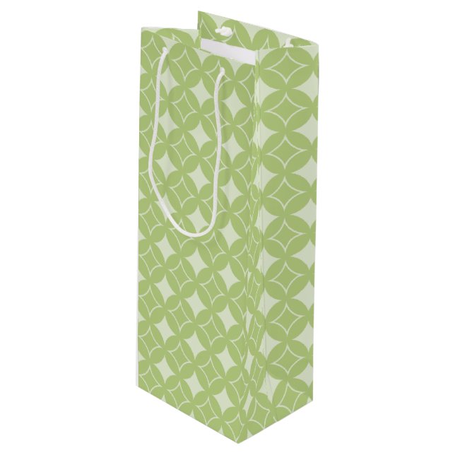Sac Cadeau Pour Bouteille Motif shippo vert olive (Devant Angle)