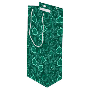 Sac Cadeau Pour Bouteille Motif vert de fruits de figues