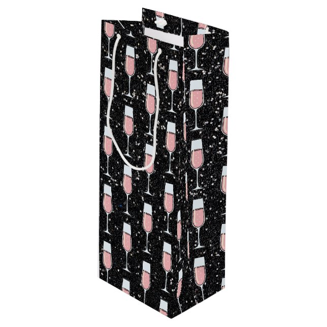 Sac Cadeau Pour Bouteille Motif Vin Rosé (Devant Angle)