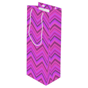 Sac Cadeau Pour Bouteille Motif zigzag à rayures roses