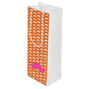 Sac Cadeau Pour Bouteille Mustache Styles Motif Preppy Orange Rose amusant