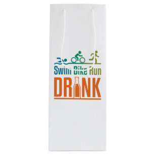 Sac Cadeau Pour Bouteille Nager Vélo Courir Boire Drôle Triathlon Boisson