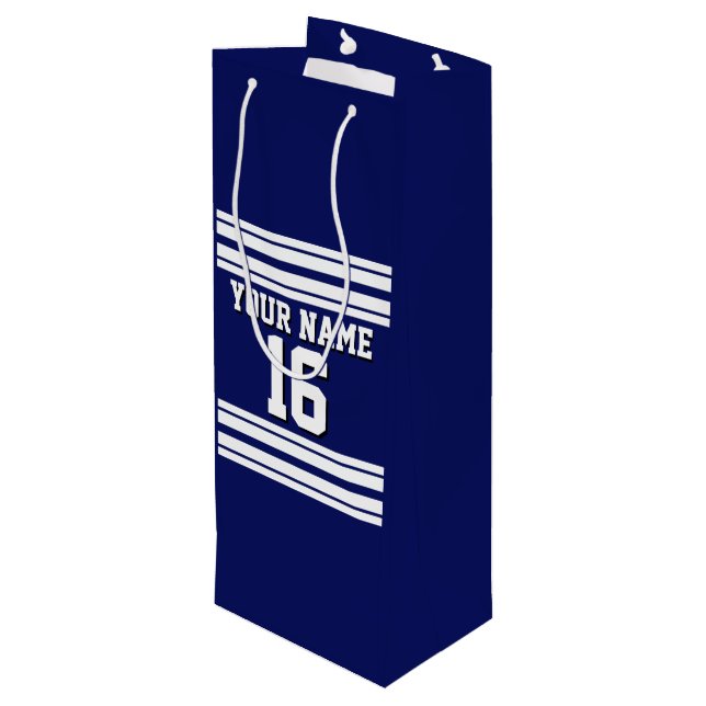 Sac Cadeau Pour Bouteille Navy Blue White Team (Dos Angle)