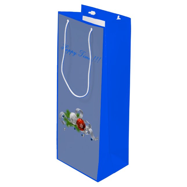 Sac Cadeau Pour Bouteille Noël (Devant Angle)