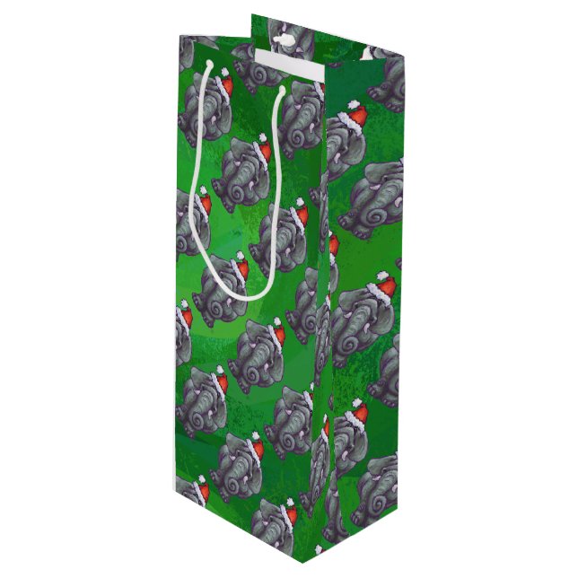 Sac Cadeau Pour Bouteille Noël des éléphants (Devant Angle)