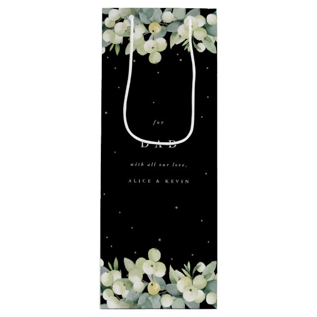 Sac Cadeau Pour Bouteille Noël personnalisé Snowberry+Eucalyptus (Devant)