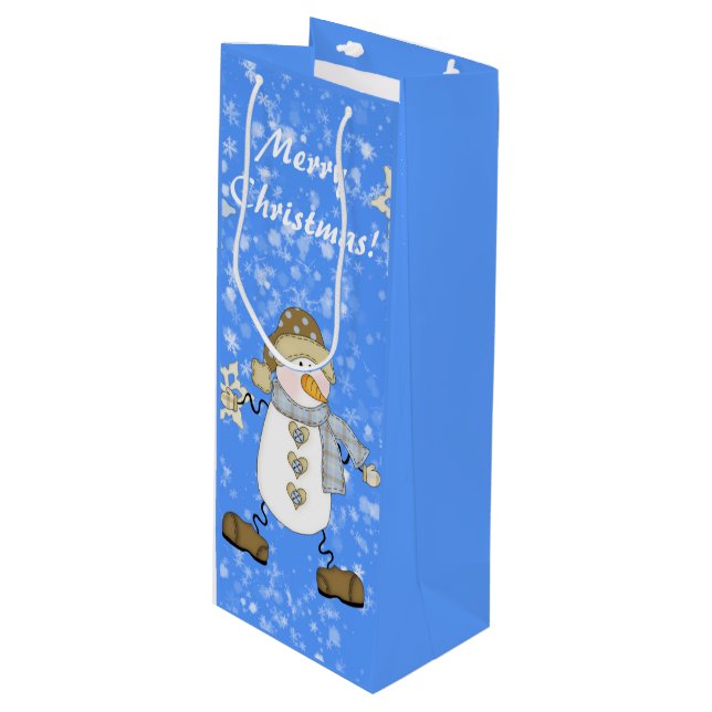 Sac Cadeau Pour Bouteille Noël personnalisé Snowman (Devant Angle)