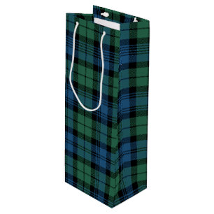 Sac Cadeau Pour Bouteille Noël Tartan Clan Campbell Green Blue Plaid