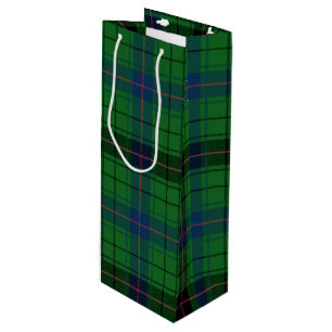 Sac Cadeau Pour Bouteille Noël Tartan Clan Davidson Green Plaid