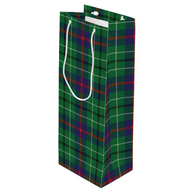 Sac Cadeau Pour Bouteille Noël Tartan Clan Duncan Green Plaid Check (Devant Angle)