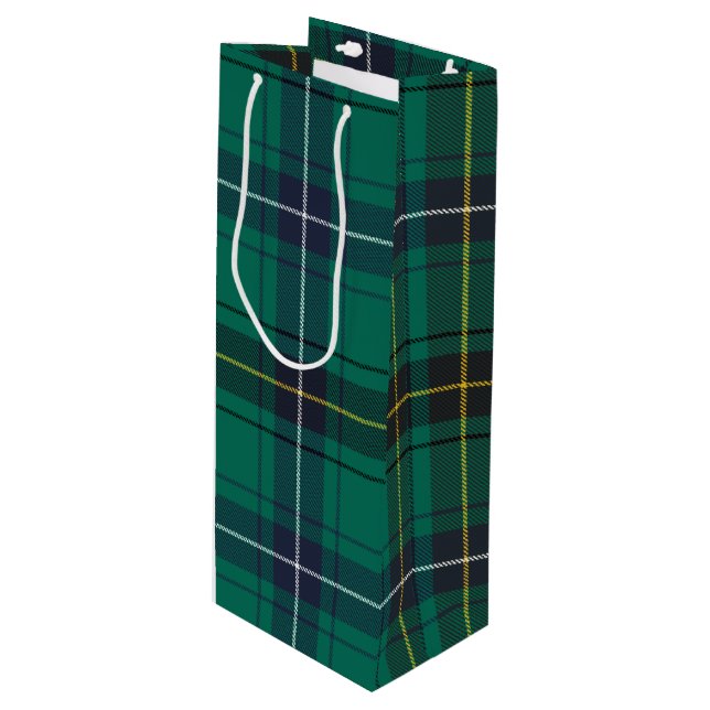 Sac Cadeau Pour Bouteille Noël Tartan Clan Henderson Paid Green Check (Devant Angle)