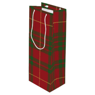 Sac Cadeau Pour Bouteille Noël Tartan Clan MacTavish Plaid Red Check