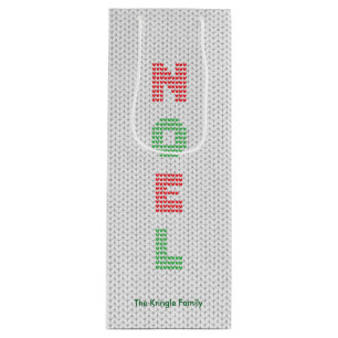 Sac Cadeau Pour Bouteille Noel Typographie Chandail de Noël