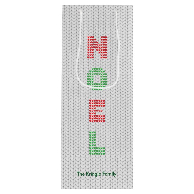 Sac Cadeau Pour Bouteille Noel Typographie Chandail de Noël (Devant)