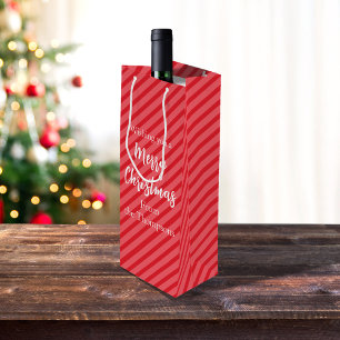 Sac Cadeau Pour Bouteille Noël Vacances Simple Rouge Minimaliste Cute