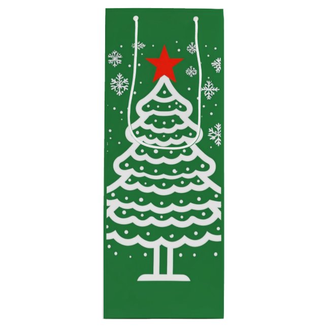 Sac Cadeau Pour Bouteille Noël vert et rouge (Devant)