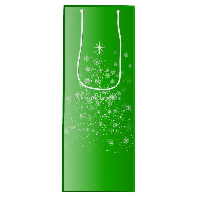 Sac Cadeau Pour Bouteille Noël vert étincelant (Devant)