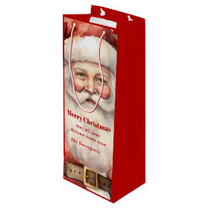 Sac Cadeau Pour Bouteille Noël Vintage Père Noël Souriant Noël
