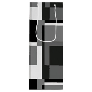 Sac Cadeau Pour Bouteille Noir blanc gris moderne Abstrait Mens géométriques