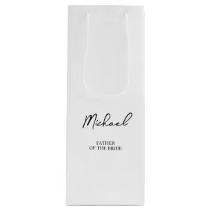 Sac Cadeau Pour Bouteille Noir & Blanc Nom Personnalisé Mariage Fête