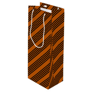 Sac Cadeau Pour Bouteille Noir et brûlé orange cinq bandes motif