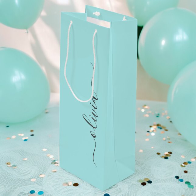 Sac Cadeau Pour Bouteille Nom de monogramme féminin écriture moderne sarcell (Créateur téléchargé)