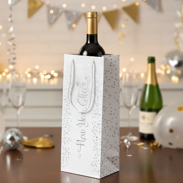 Sac Cadeau Pour Bouteille Nouvel an, Parties scintillant argentée flocons de (Créateur téléchargé)