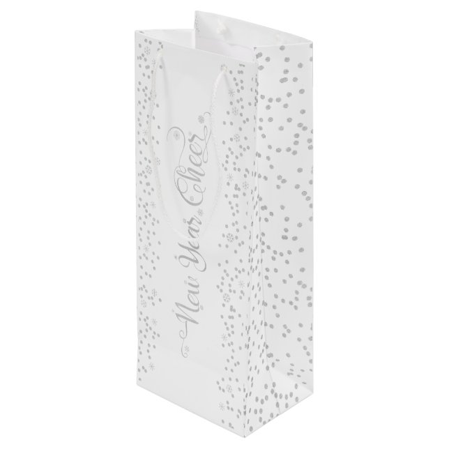 Sac Cadeau Pour Bouteille Nouvel an, Parties scintillant argentée flocons de (Dos Angle)