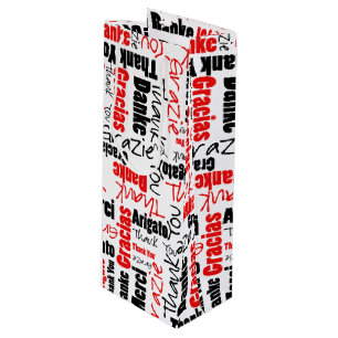 Sac Cadeau Pour Bouteille Nuage rouge et noir de mot de Merci