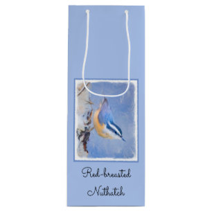 Sac Cadeau Pour Bouteille Nuthatch à poitrine rouge Peinture d'art original 