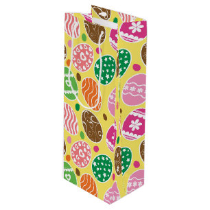 Sac Cadeau Pour Bouteille OEufs de Pâques colorés Motif Jaune Arrière - plan