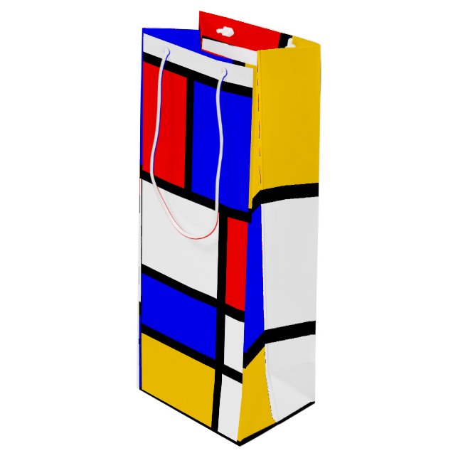 Sac Cadeau Pour Bouteille Offrez l'art moderne style Mondrian (Devant Angle)