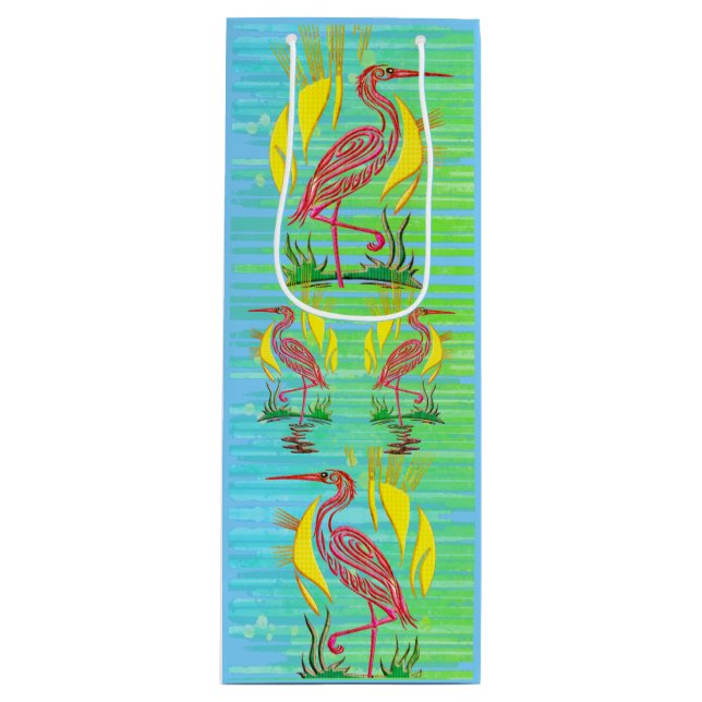 Sac Cadeau Pour Bouteille Oiseaux tropicaux (Devant)
