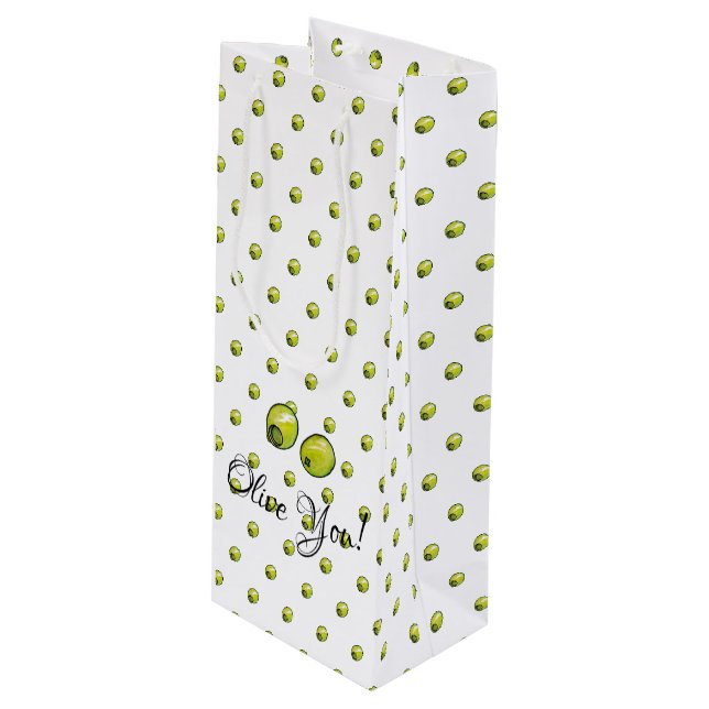 Sac Cadeau Pour Bouteille Olive (Devant Angle)