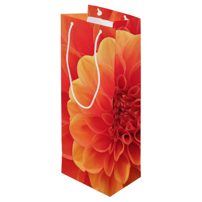 Sac Cadeau Pour Bouteille Orange Dahlia (Dos Angle)