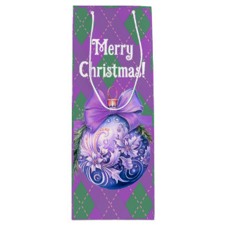 Sac Cadeau Pour Bouteille Ornement de Noël vert mauve à la mode