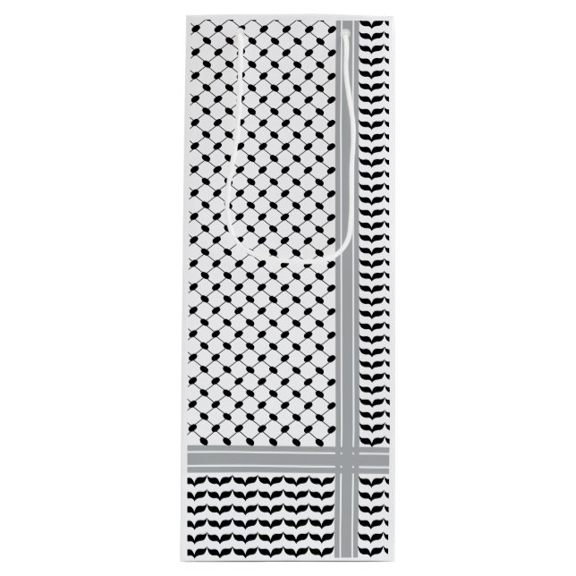 Sac Cadeau Pour Bouteille Palestinien noir et blanc Keffiyeh (Devant)