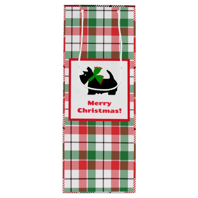 Sac Cadeau Pour Bouteille Panier de Noël écossais (Devant)