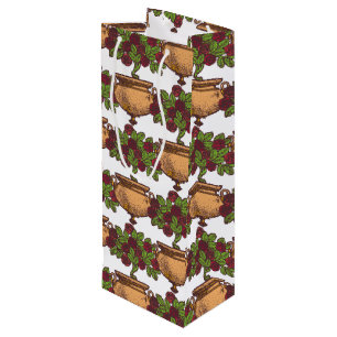 Sac Cadeau Pour Bouteille Papier peint vintage Art Nouveau rosebush fleuri
