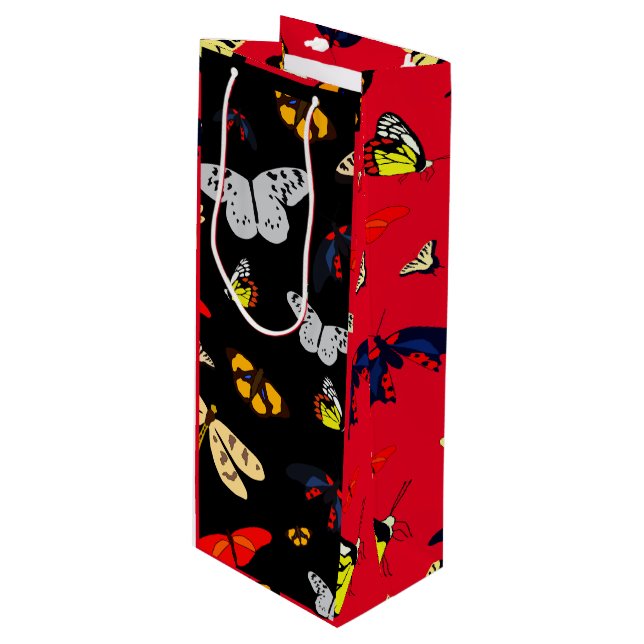 Sac Cadeau Pour Bouteille Papillon (Devant Angle)