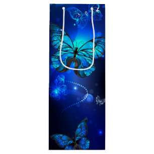 Sac Cadeau Pour Bouteille Papillon Morpho sur fond sombre