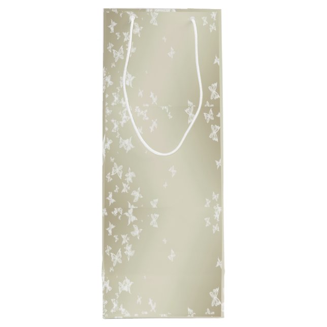 Sac Cadeau Pour Bouteille Papillons blancs (Dos)