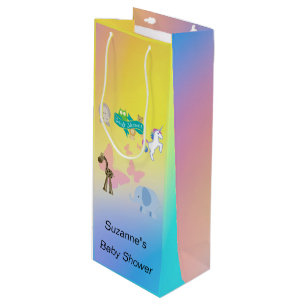 Sac Cadeau Pour Bouteille Parade de créatures Enchantées Baby Shower Jaune R