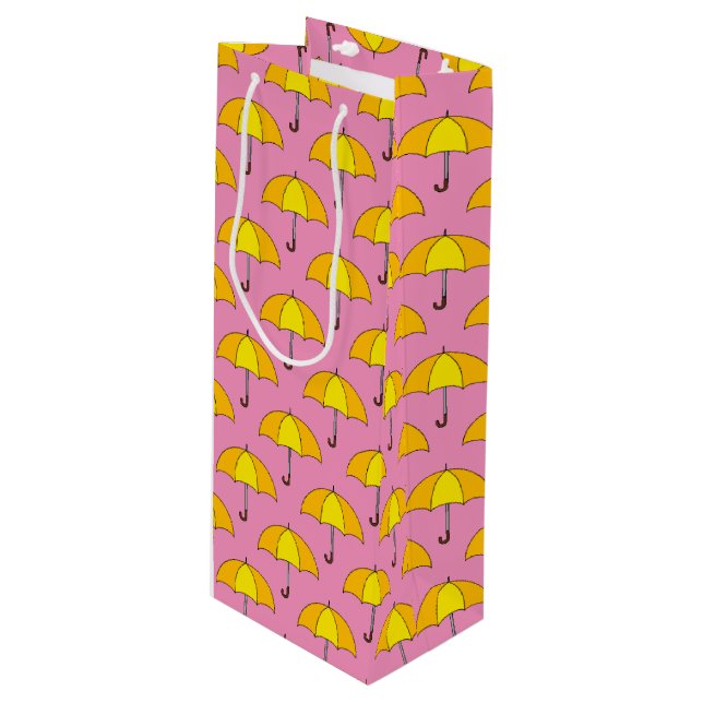 Sac Cadeau Pour Bouteille Parapluie jaune (Devant Angle)