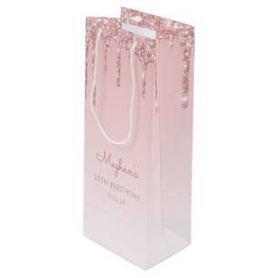 Sac Cadeau Pour Bouteille Parties scintillant 30e anniversaire rose