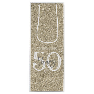 Sac Cadeau Pour Bouteille Parties scintillant d'or célébrant 50 ans annivers
