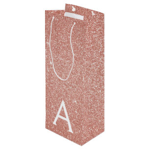 Sac Cadeau Pour Bouteille Parties scintillant en or rose et monogramme étinc