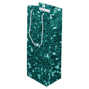 Sac Cadeau Pour Bouteille Parties scintillantes turquoises chics de Faux