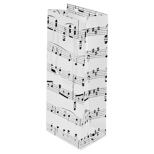 Sac Cadeau Pour Bouteille Partition de musique blanche (Devant Angle)