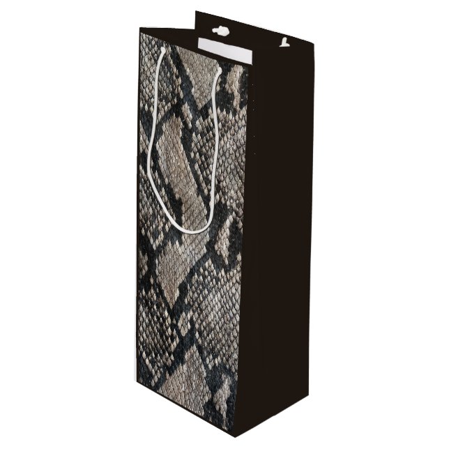 Sac Cadeau Pour Bouteille Peau de serpent Python tendance - Rich Elegant Mod (Devant Angle)